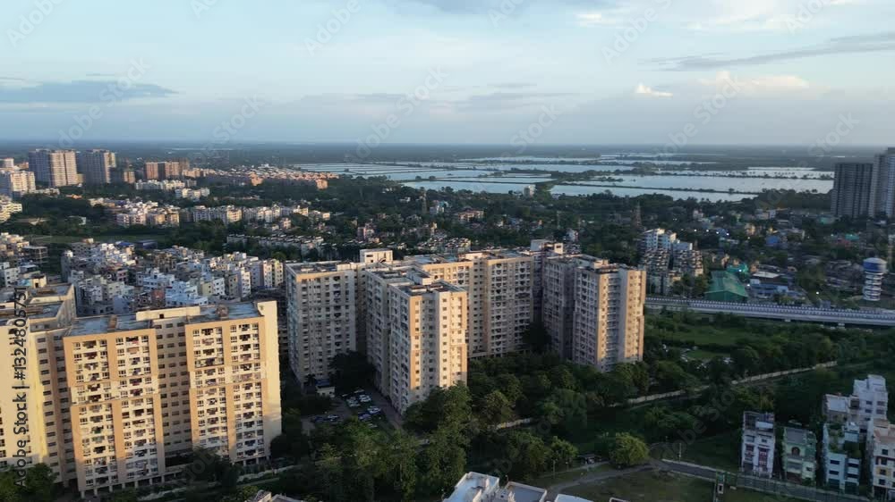 Beautiful modern cityscape of kolkata from the air, nice buildings and infrastructures Beautiful modern cityscape of kolkata from the air, nice buildings and infrastructures