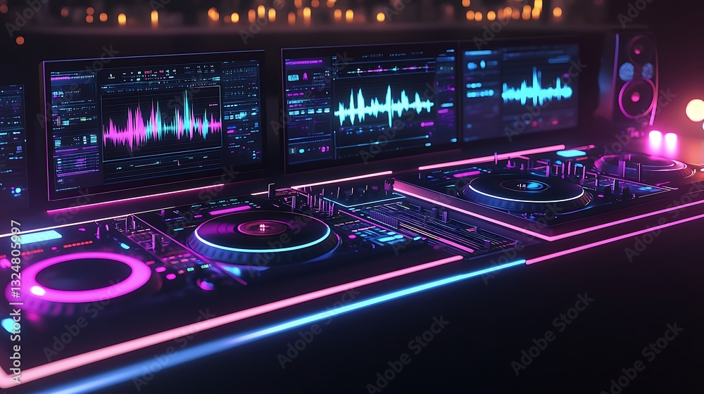 dj mixer at night club
