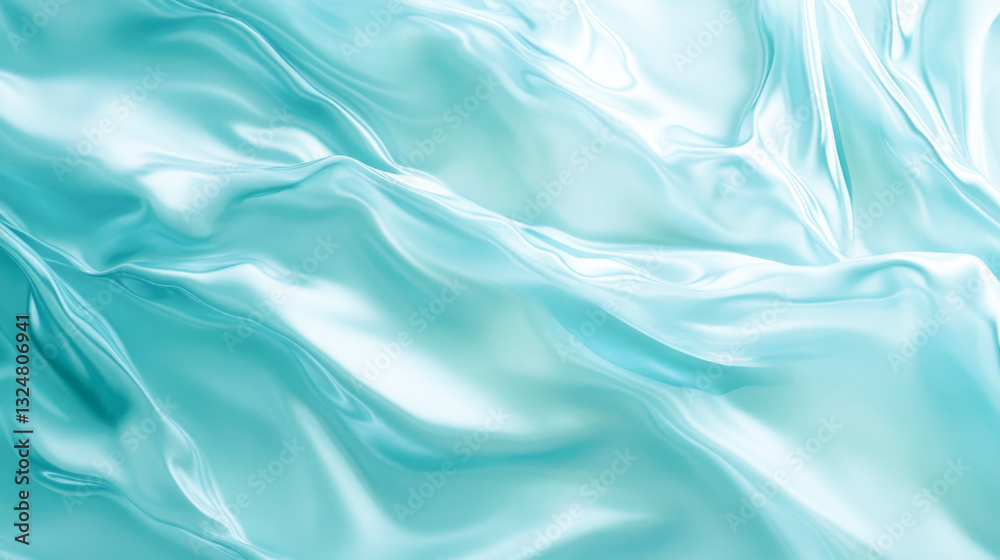 Obraz premium Elegant aqua silk texture with soft waves and highlights