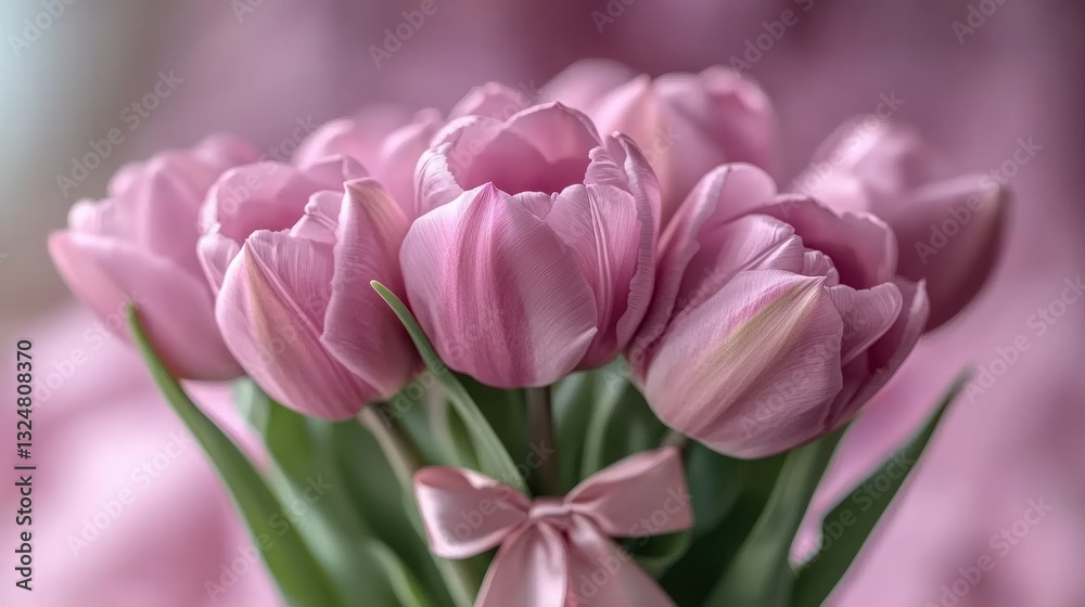 Delicate Pink Tulips Bouquet in Soft Focus Delicate Pink Tulips Bouquet in Soft Focus