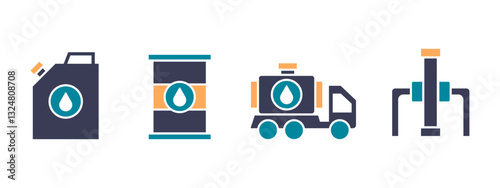 Oil industry icons set modern flat design