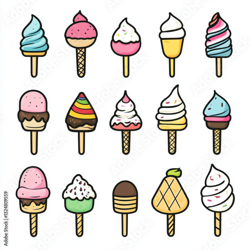 Cartoon Ice Cream Treats Colorful Collection [with spaces]