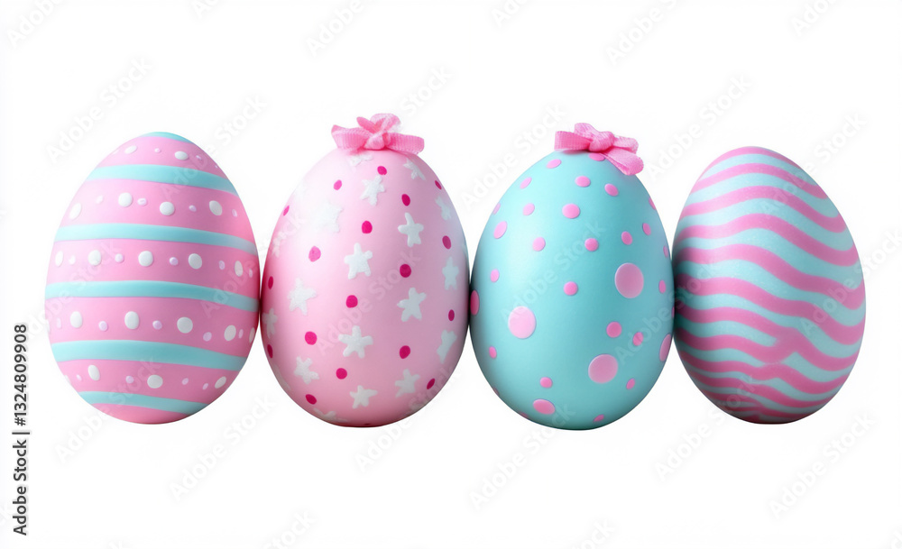 Fototapeta premium colorful easter eggs with patterns isolated on a white background,