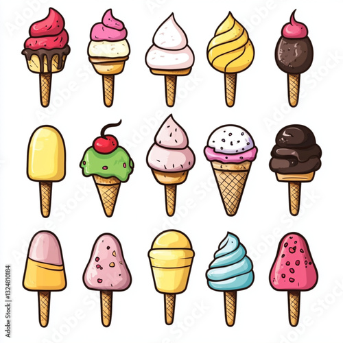 Cartoon Ice Cream Treats Colorful Collection [with spaces]