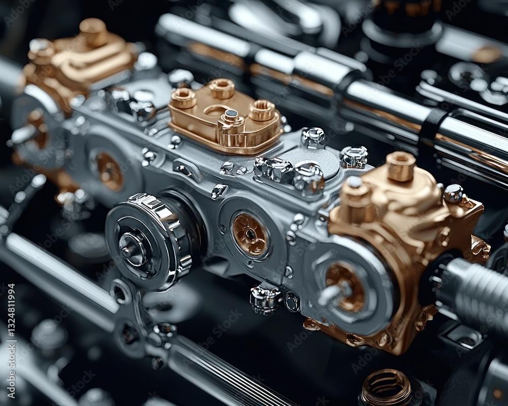 Close-up of a Luxurious and Sophisticated Engine's Intricate Internal Components, Showcasing Precision Engineering and High-End Design Close-up of a Luxurious and Sophisticated Engine's Intricate Internal Components, Showcasing Precision Engineering and High-End Design