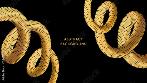 Golden, dotted  tubes on a black background.