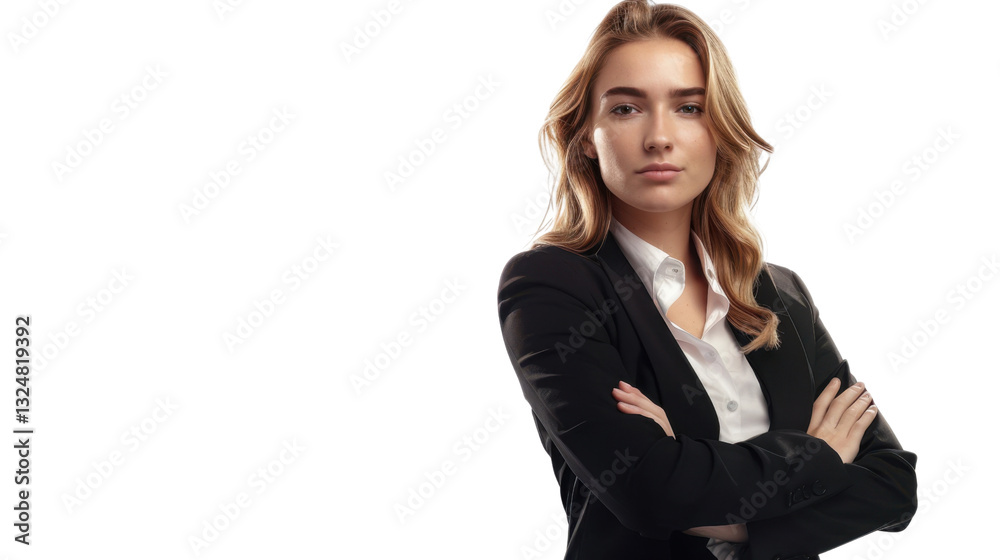 Confident businesswoman crossing arms on transparent background Confident businesswoman crossing arms on transparent background
