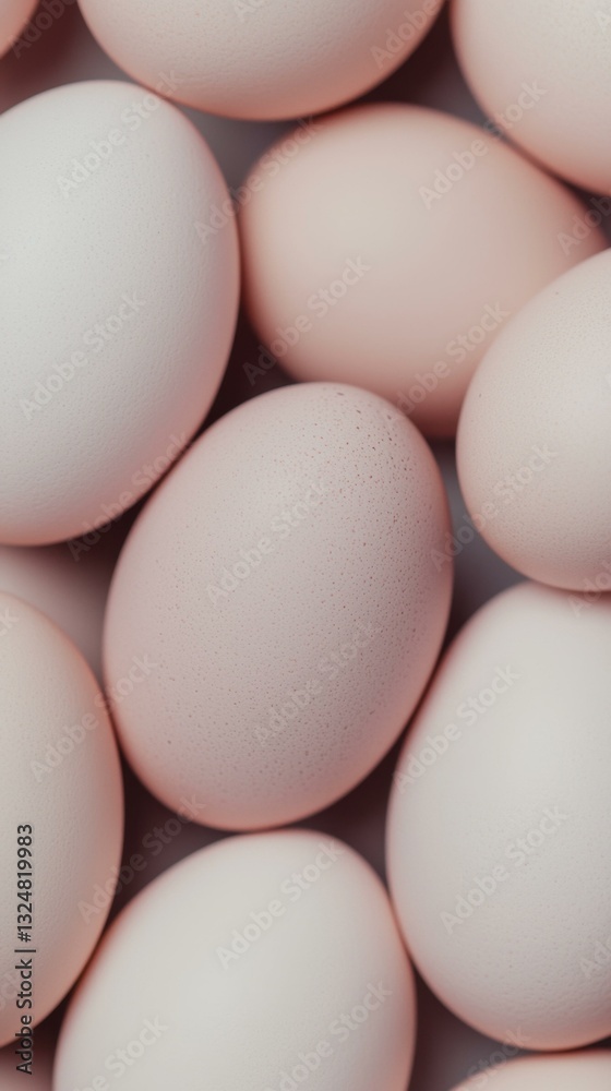 Closeup of natural, uncooked chicken eggs, pale and soft tones, symbol of spring celebration and farming. Closeup of natural, uncooked chicken eggs, pale and soft tones, symbol of spring celebration and farming.