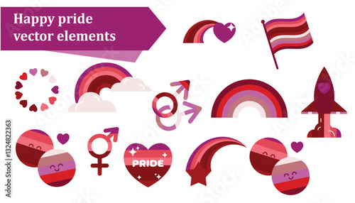 groovy comic cartoon collection element vector set