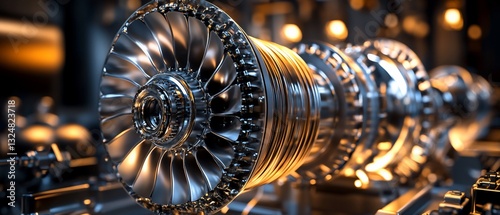 Wallpaper Mural Close-up of a powerful jet engine's intricate design, showcasing its metallic components and complex internal mechanisms Torontodigital.ca