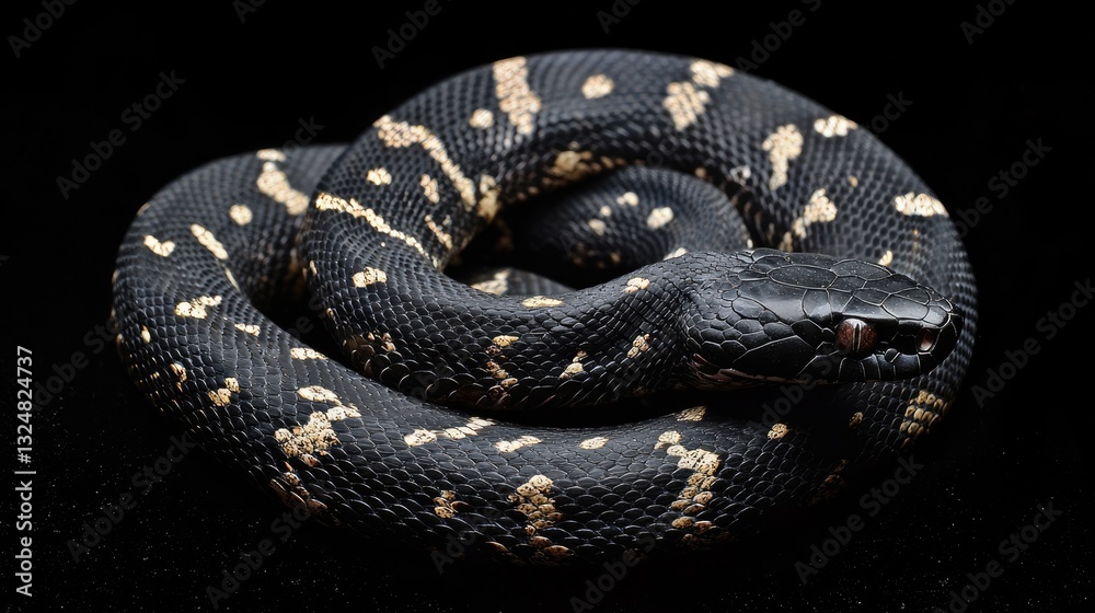 Obraz premium Close up of an attractive black and tan snake coiled