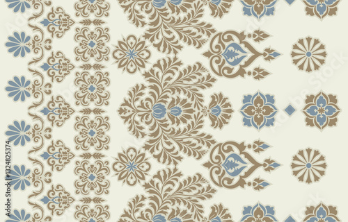 Ethnic Motifs Ikat floral paisley embroidery floral. ikat Saree Sarong oriental pattern traditional.Ikat embroidery style abstract embroidery design for texture,fabric,clothing,wrapping,decoration