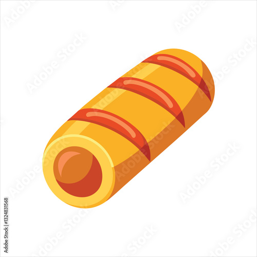 Delicious Sausage Roll Silhouette Vector Icon