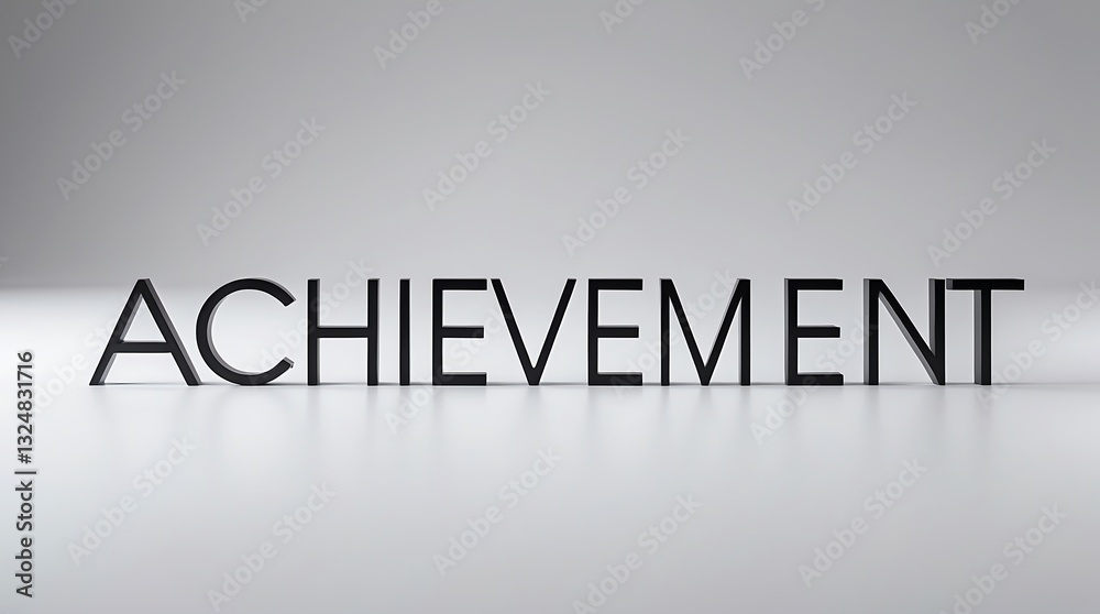 Achievement word concept with sleek black letters on a minimalistic background Achievement word concept with sleek black letters on a minimalistic background