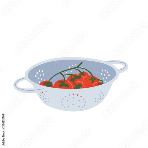 Tomatoes in a colander. Washing vegetables.