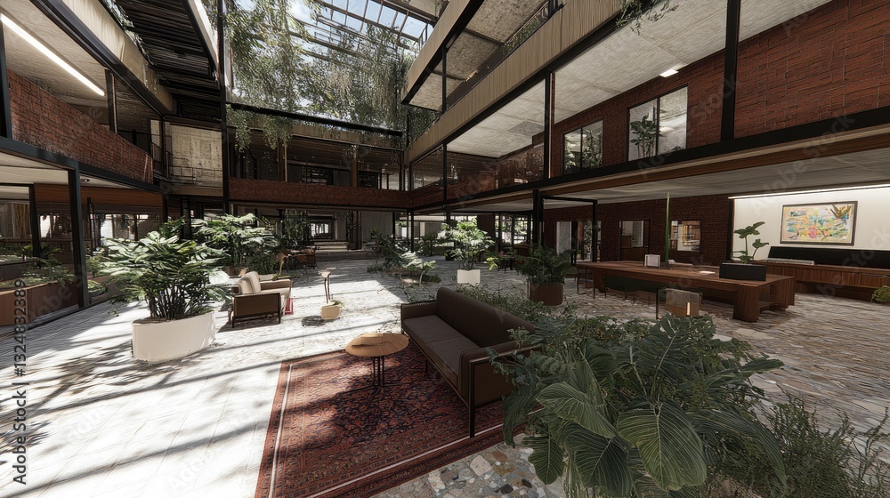 Lush Atrium Office Building Interior Design Lush Atrium Office Building Interior Design