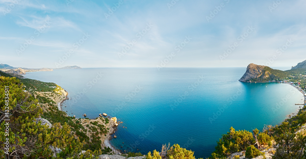 Summer coastline panorama (Crimea, Ukraine).