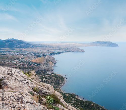 Obraz na płótnie Summer rocky coastline (Sudak town, Crimea, Ukraine) w salonie