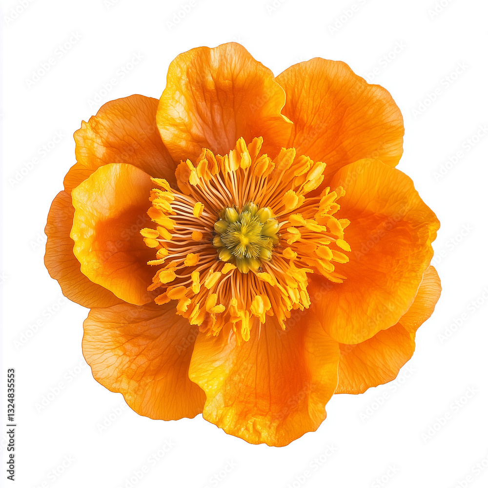 Top view Geum, isolated on white flower image Top view Geum, isolated on white flower image