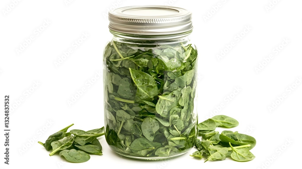 Mason jar of healthy green smoothie with fresh Mason jar of healthy green smoothie with fresh