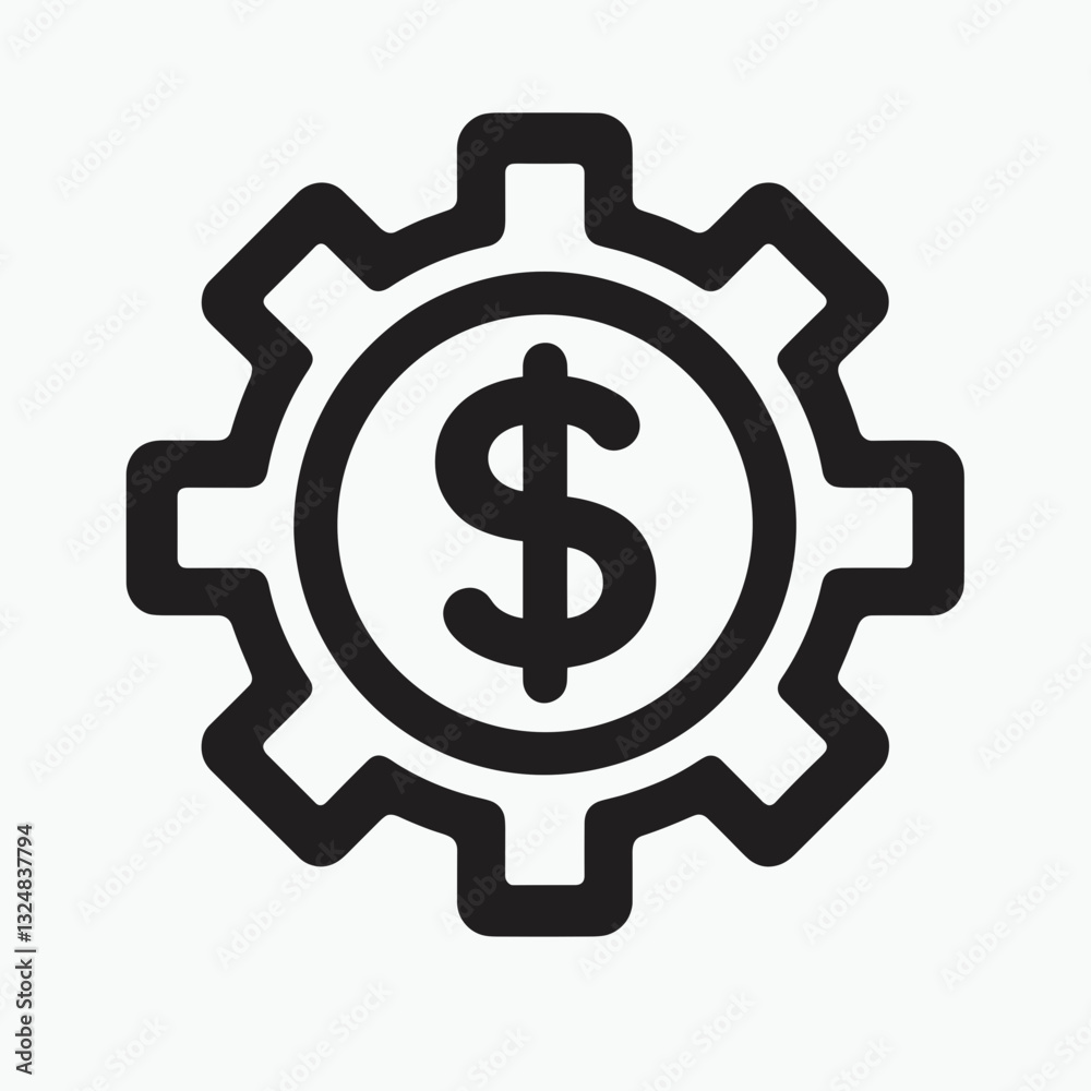 Dollar sign in gear icon, financial management concept Dollar sign in gear icon, financial management concept
