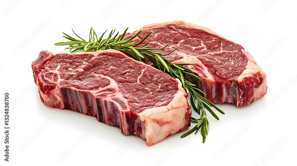 Fototapeta premium fresh raw rib eye steaks isolated on white