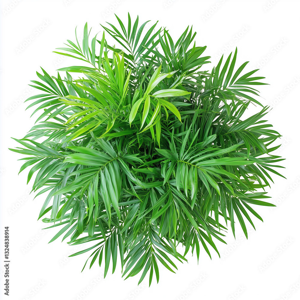 Top view Parlor Palm, isolated on white plant image Top view Parlor Palm, isolated on white plant image