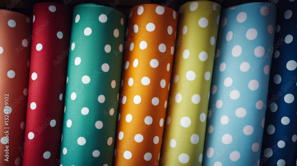 Fototapeta premium Playful Patterns: Polka Dot Fabrics on Display