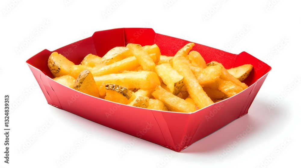 French fries or fried potatoes in a red carton