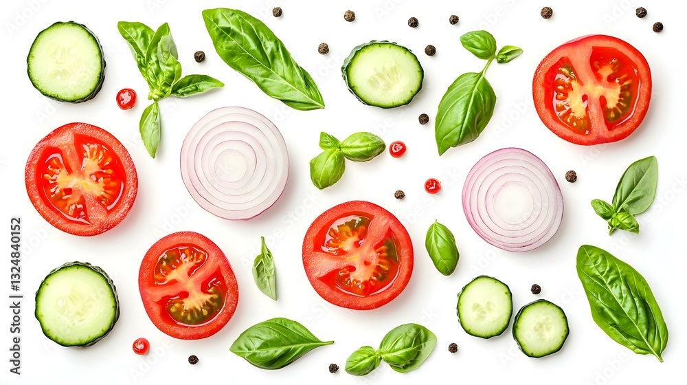 Creative layout made of tomato slice onion Creative layout made of tomato slice onion