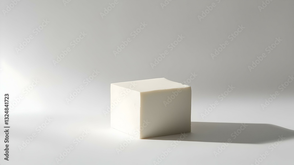 A block of tofu against a white background A block of tofu against a white background