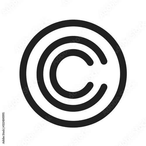 Minimalist copyright symbol on white background, intellectual property