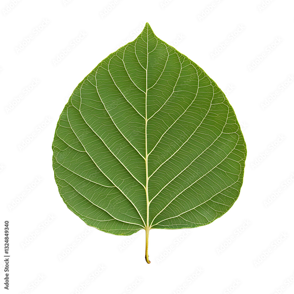 Obraz premium Single vibrant green leaf against a stark black background. The leaf's intricate vein structure is prominently displayed. Isolated botanical specimen.