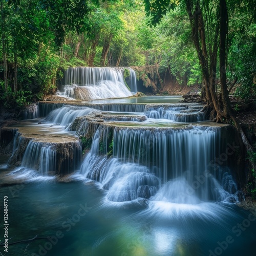Huay Mae Kamin waterfall in Kanchanaburi, Thailand