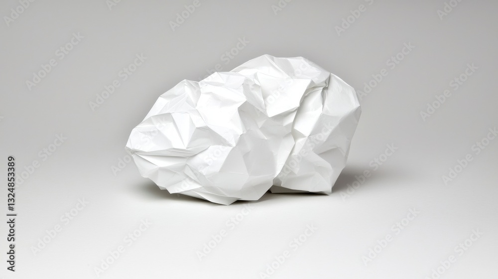A crumpled piece of white paper. A crumpled piece of white paper.