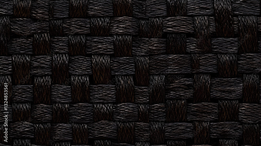 Obraz premium Close-up view of intricate black woven pattern showcasing craftsmanship and texture