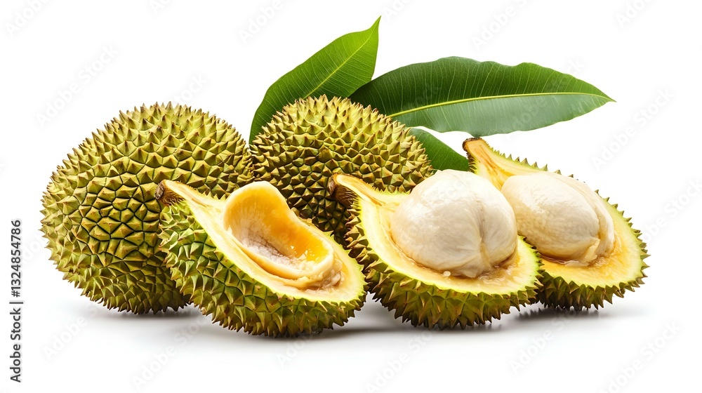Fototapeta premium Durian leaves isolated on white background