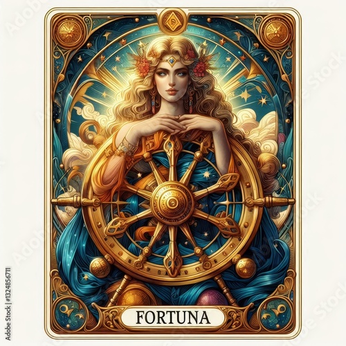 Lady Fortuna: An artistic portrayal of luck's embrace within tarot symbolism