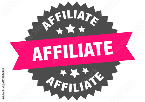 affiliate. affiliate round pink label isolated on transparent background