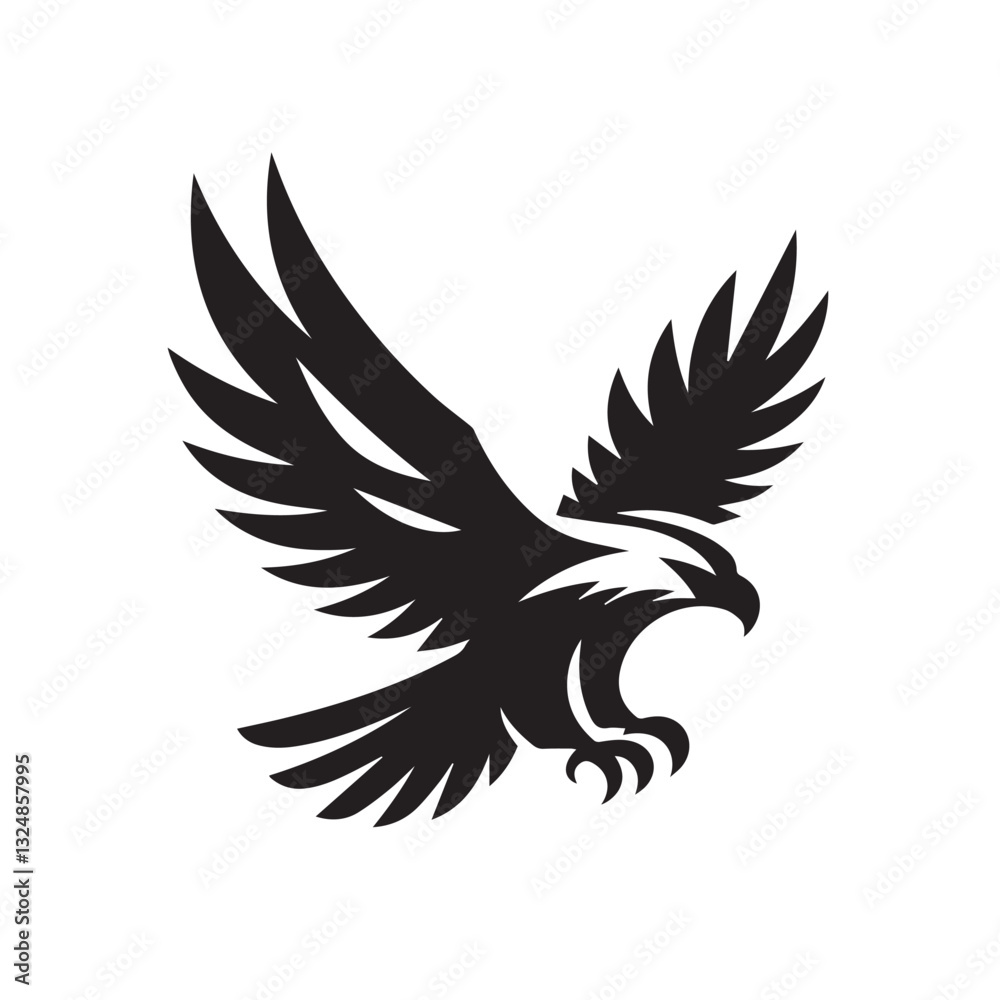 Flying Eagle Silhouette – Bold Black Vector Logo


