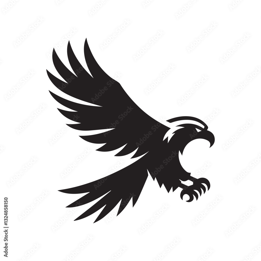 Obraz premium Flying Eagle Silhouette – Bold Black Vector Logo