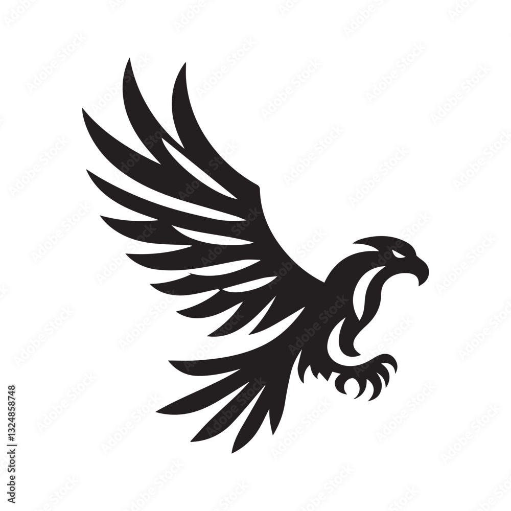 Obraz premium Flying Eagle Silhouette – Bold Black Vector Logo