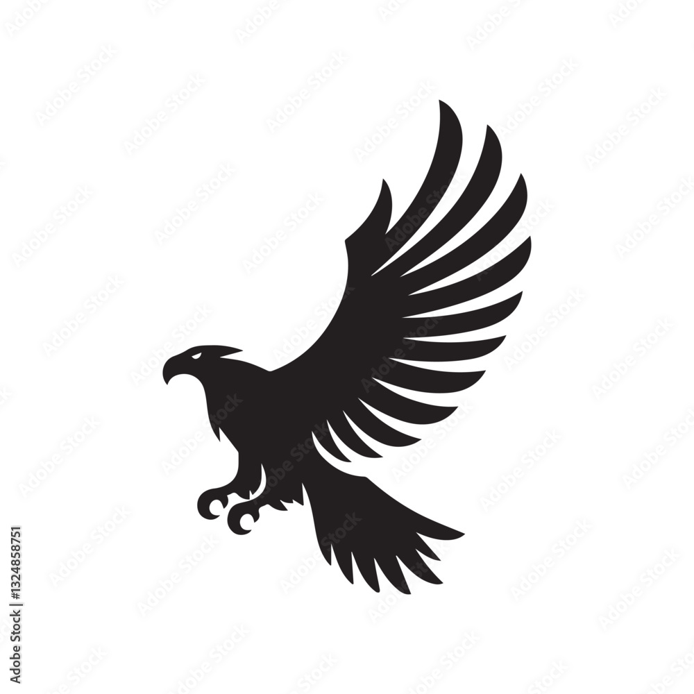Obraz premium Flying Eagle Silhouette – Bold Black Vector Logo