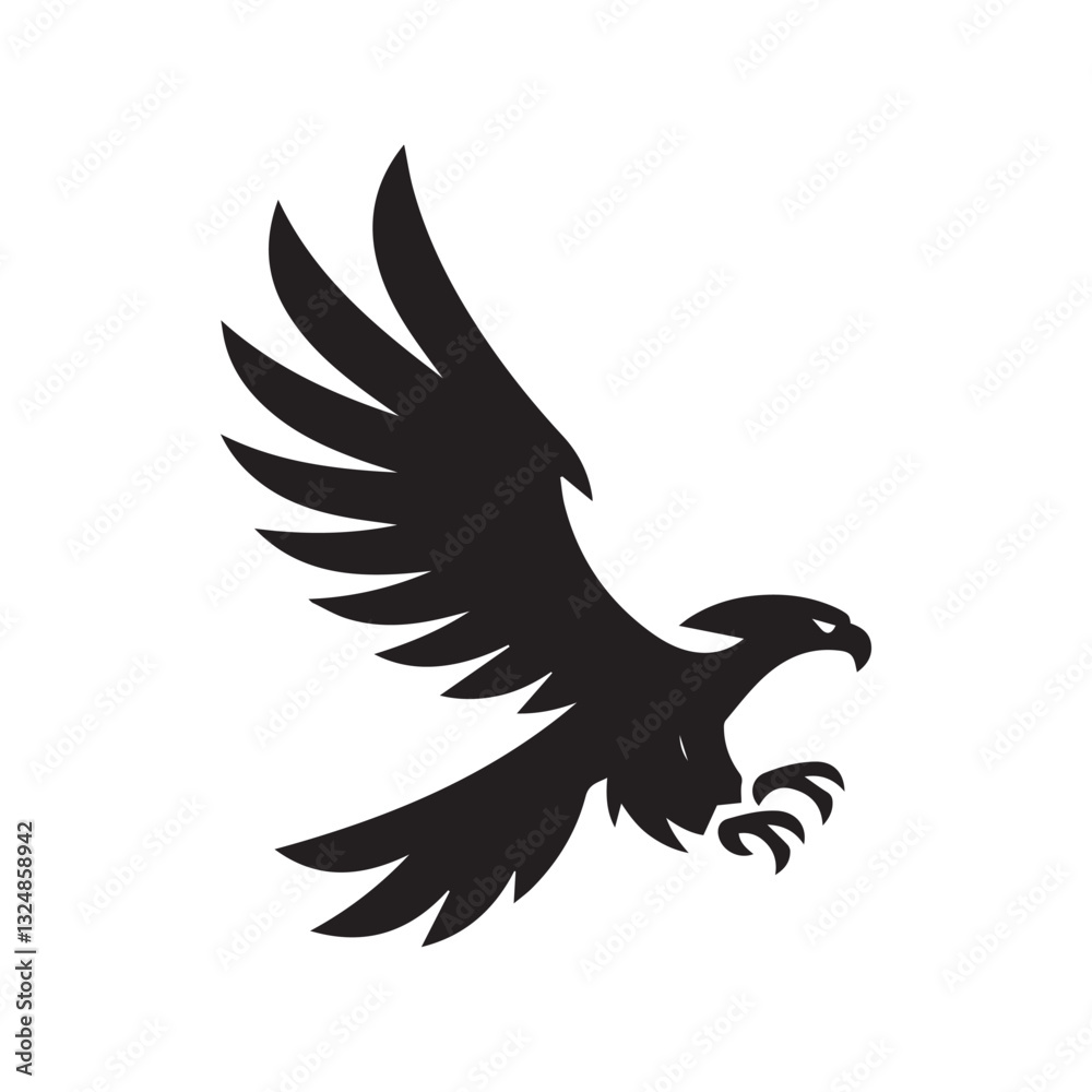 Obraz premium Flying Eagle Silhouette – Bold Black Vector Logo