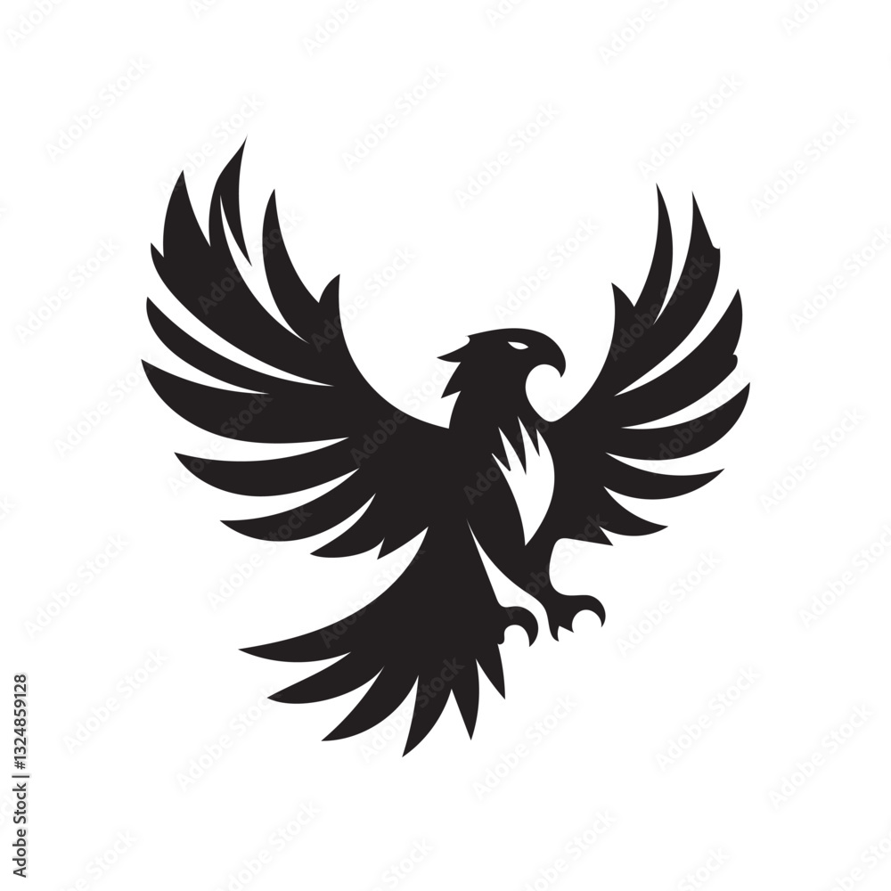 Obraz premium Flying Eagle Silhouette – Bold Black Vector Logo