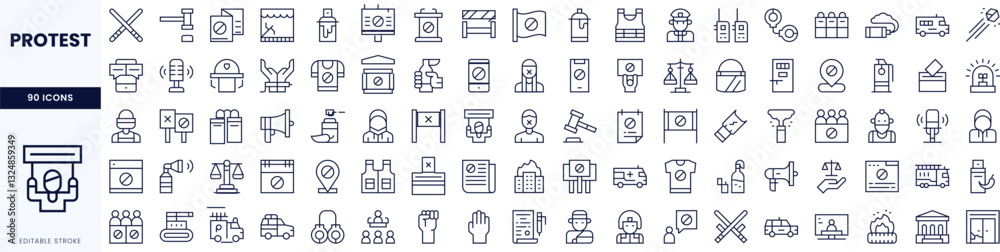 A diverse collection of protest-themed icons showcasing symbols of activism, representation, and social movements. A diverse collection of protest-themed icons showcasing symbols of activism, representation, and social movements.
