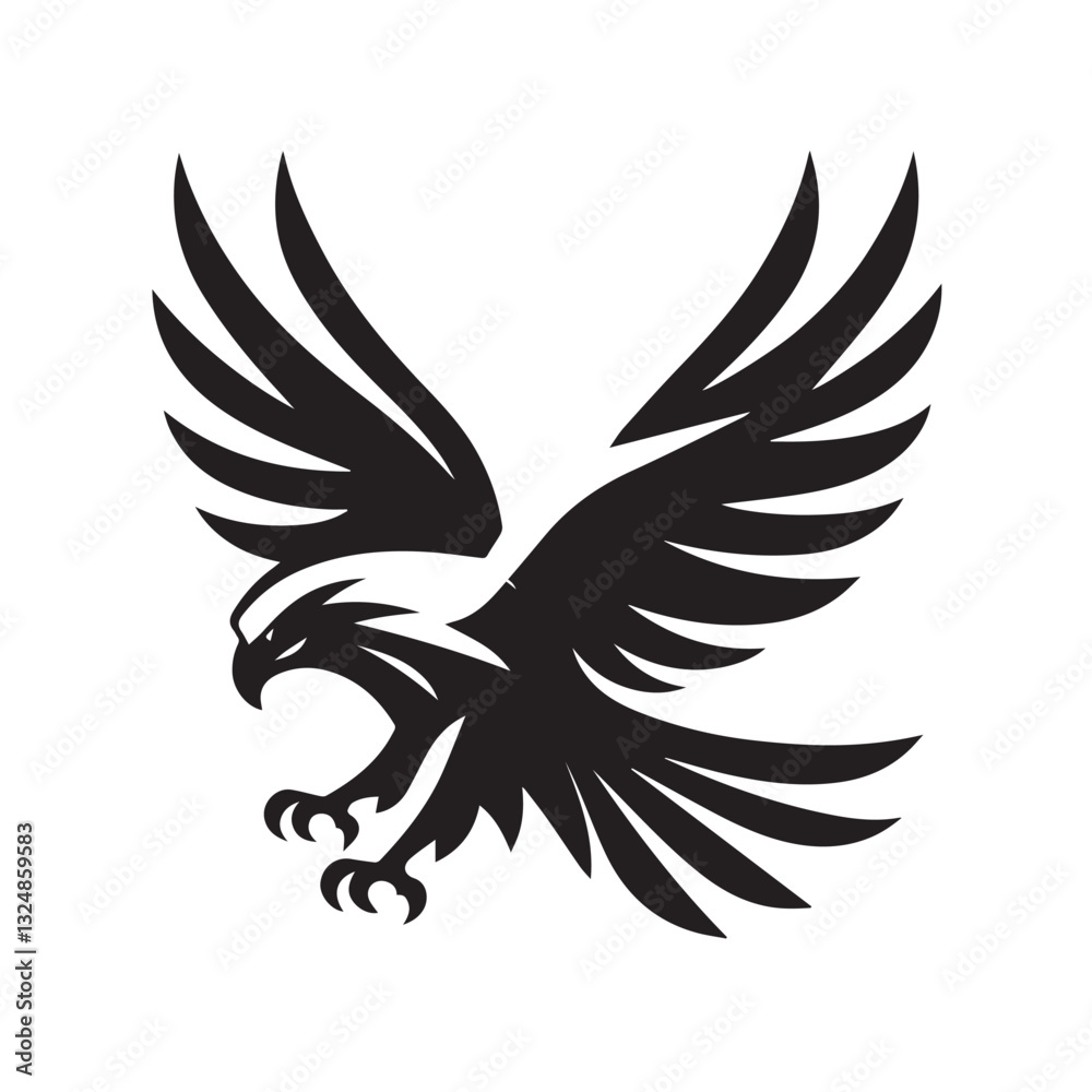 Fototapeta premium Flying Eagle Silhouette – Bold Black Vector Logo