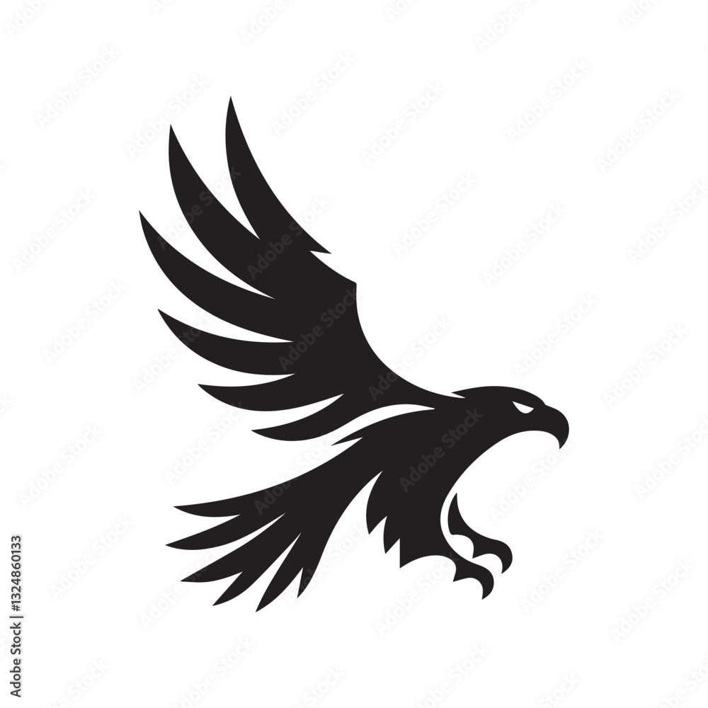 Obraz premium Flying Eagle Silhouette – Bold Black Vector Logo