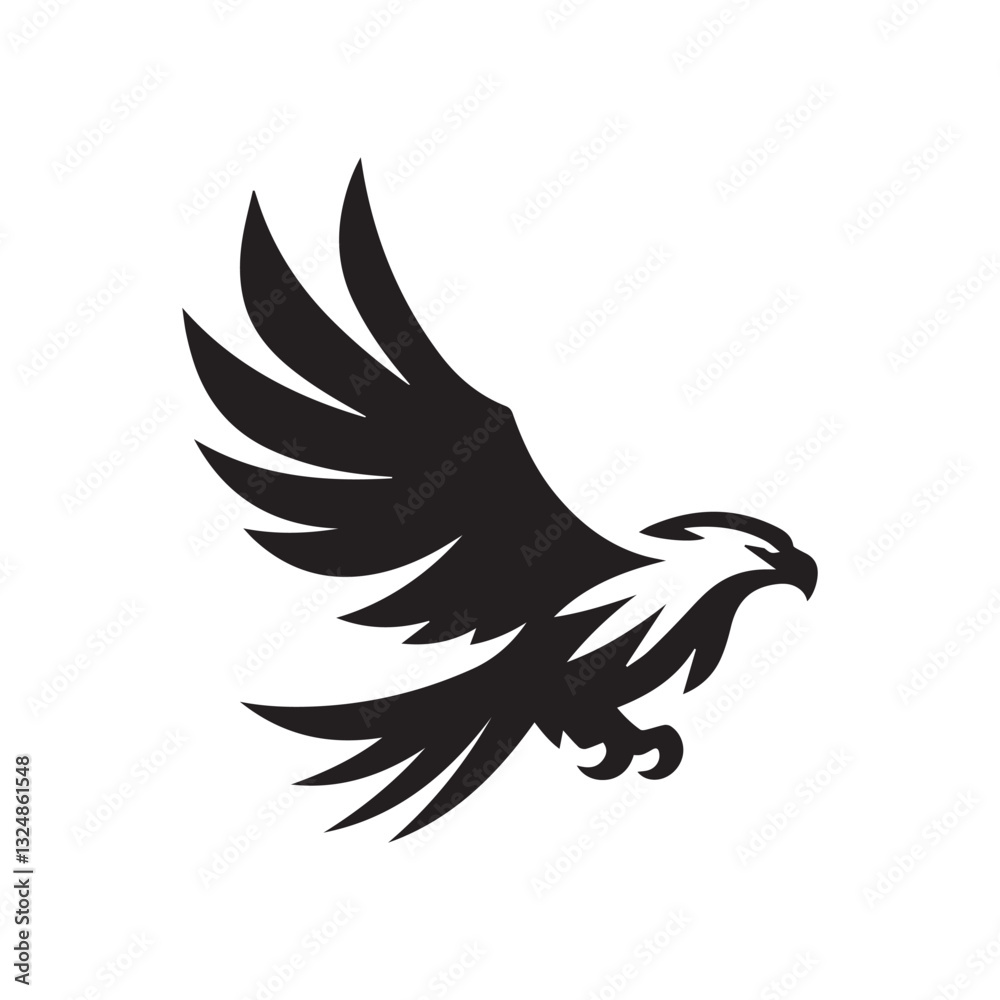 Fototapeta premium Flying Eagle Silhouette – Bold Black Vector Logo