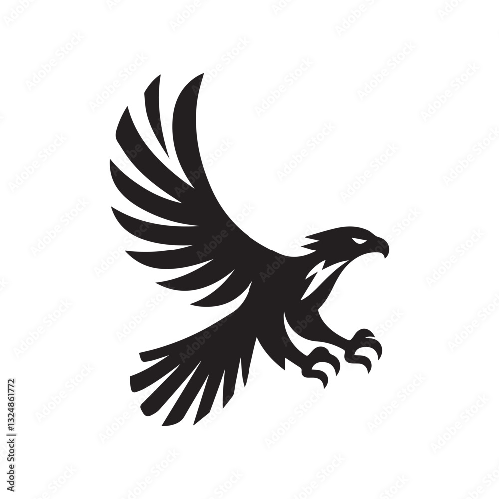 Fototapeta premium Flying Eagle Silhouette – Bold Black Vector Logo